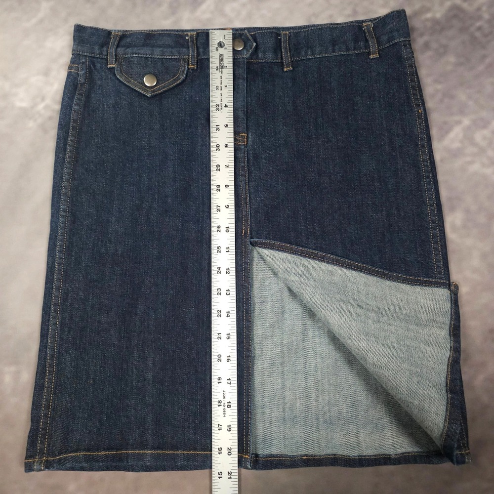 Vintage Y2K FCUK Denim Utility Pencil Skirt Zip Pocket Stretch Dark Wash 10 - Picture 11 of 11
